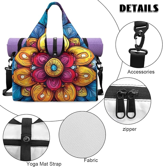Yoga Mat Bag for Women Men Large Carryall Tote with Adjustable Shoulder Strap for Gym Yoga Travel Pilates Office