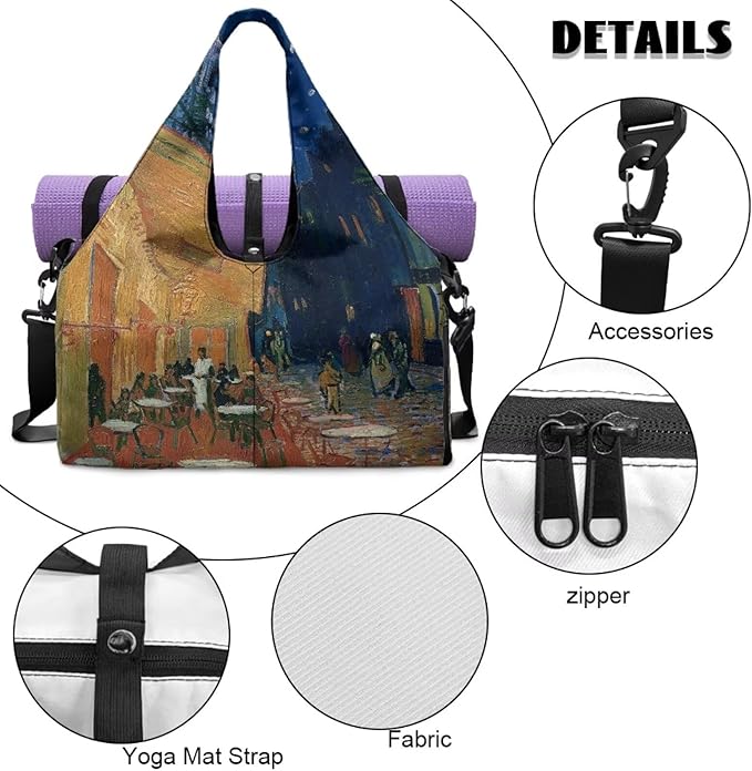 Yoga Mat Bag for Women Men Large Carryall Tote with Adjustable Shoulder Strap for Gym Yoga Travel Pilates Office