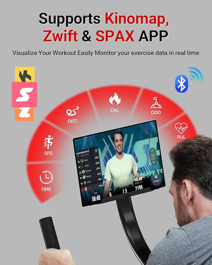 HARISON Semi-Commercial Exercise Bike 400 lbs Capacity, Magnetic Stationary Bikes for Home Gym with Bluetooth & Tablet Holder & Comfortable Seat Cushion