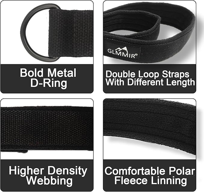 Pilates Double Loop Straps for Pilates Reformer, Fitness Metal D Ring Straps Handle, Pilate Accessories Yoga Wristbands Exercise Straps for Gym Home Workout 2PCS