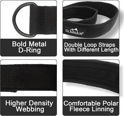 Pilates Double Loop Straps for Pilates Reformer, Fitness Metal D Ring Straps Handle, Pilate Accessories Yoga Wristbands Exercise Straps for Gym Home Workout 2PCS