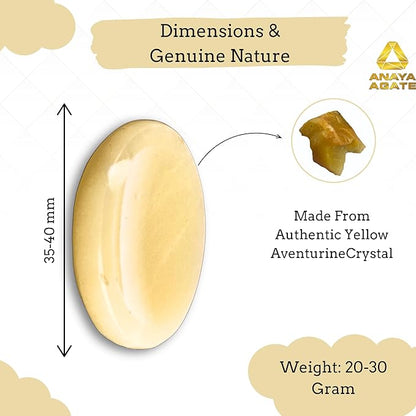 Yellow Aventurine Worry Stones – Crystal Thumb Worry Stone for Anguish, Stress – Relaxing and Soothing Balance Stones for Meditation, Stress Relief – Healing Stones and Crystals for Men & Women