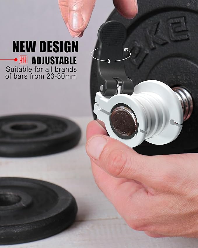 Pro Barbell Clips 1 inch Barbell Clamps 0.9-1.18inch Quick Release Weight Clips for Bars Multi-Size Adjustable Olympic Barbell Clamps