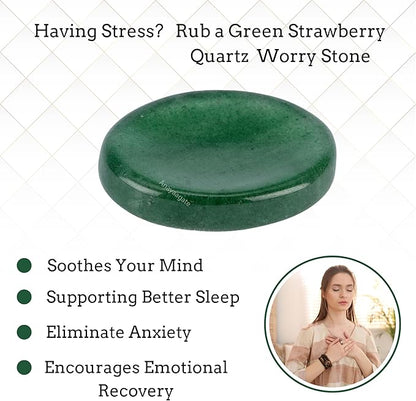 Green Strawberry Worry Stones – Crystal Thumb Worry Stone for Anxiety, Stress – Relaxing and Soothing Balance Stones for Meditation, Stress Relief – Healing Stones and Crystals for Men and Women