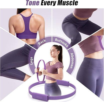 Pilates Ring Circle, 14" Magic Circle Pilates Rings for Focusing on Toning Inner Thighs, Arms, and Core, Fitness Exercise Ring Workout Ring for Yoga and Pilates