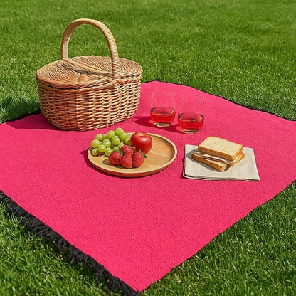 Open Road Goods Solid Color Mexican Yoga Blanket – Large Handwoven Throw for Yoga, Beach, Camping or Home – Soft and Durable Cotton Blend