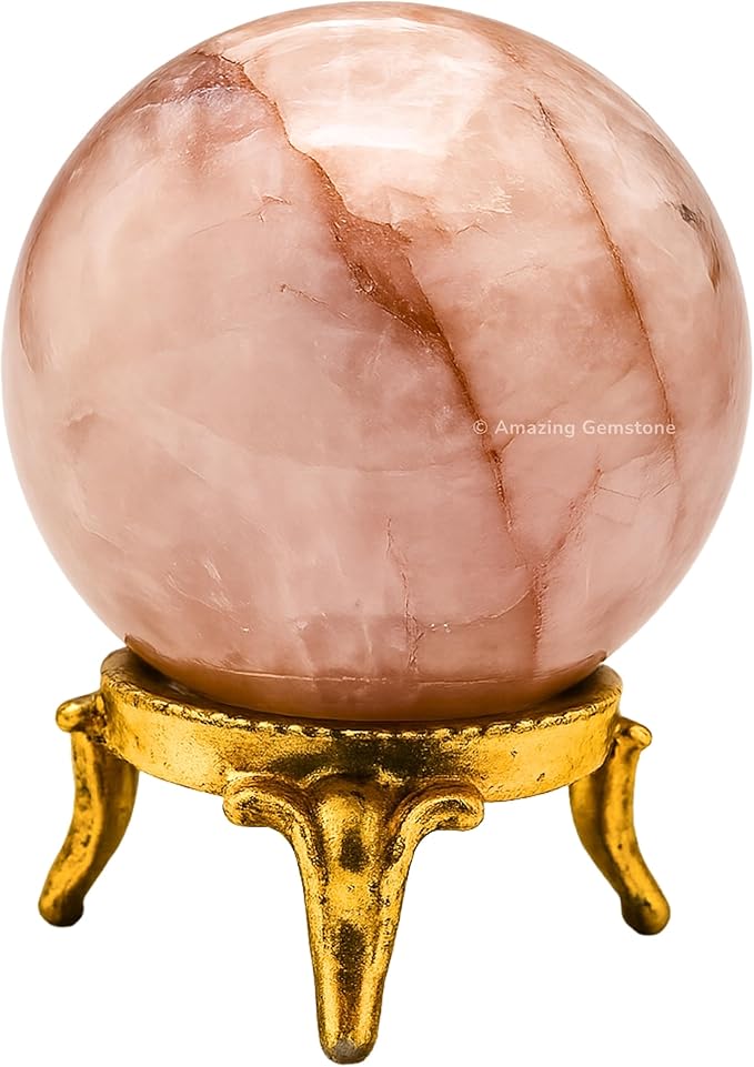 Amazing Gemstone Red Hematoid Quartz Crystal Ball with Stand - 2 Inches Crystal Sphere Meditation Balls for Witchcraft and Decorative Balls