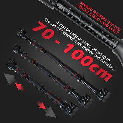 leikefitness Pull-Up Bar For Door Frame Chin Up Bar Upper Body Workout - Indoor Portable Training Pull-Up Bars - Adjustable 27.5"- 39" Width Locking Mechanism