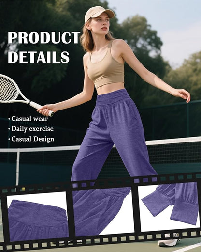 2 Pack Women's Yoga Joggers, Cozy Sweatpants with Pockets Casual Loose Comfy High Waisted Lounge Pants