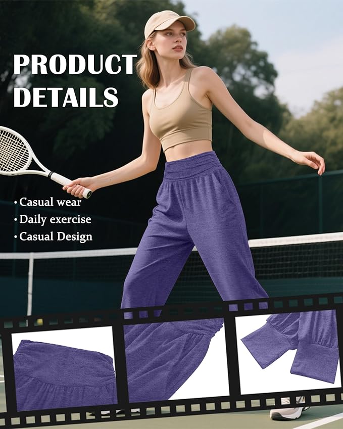 2 Pack Women's Yoga Joggers, Cozy Sweatpants with Pockets Casual Loose Comfy High Waisted Lounge Pants