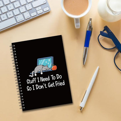 YAZMEEN Funny Cat Blank Spiral Notebook（160 Pages） Stuff I Need to Do So I Don't Get Fired Hardcover Sketchbook Coworker Leaving Gift New Job Gift Funny Office Gag Gift for Women Men Colleague Friend
