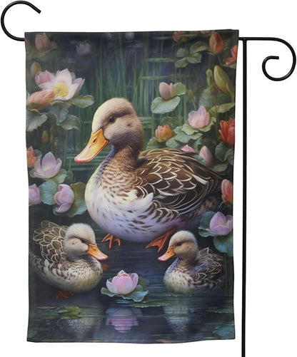 Ducks Family Garden Flag 12x18 In Double Sided Yard Flags Lawn Sign Decor No Flagstand