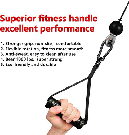 1000lbs Heavy Duty Fitness Handles - Non-Slip Rubber Exercise Grips for Cable Machines, Resistance Bands, Pulley Systems - Universal Attachment for Home & Commercial Gym Workout Equipments
