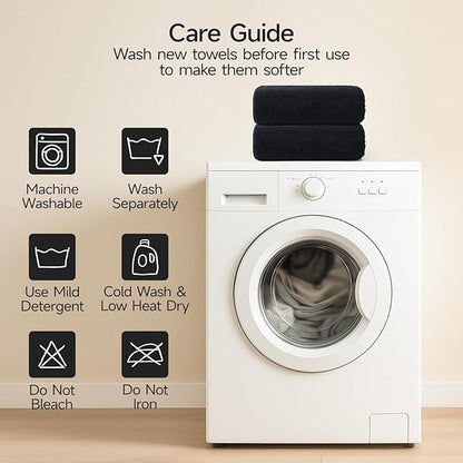 REDKISS 2 Piece Luxury Bath Towel Set - 31x62 inch Oversized Thick Bath Sheet, 100% Cotton, 900 GSM, Super Soft, Highly Absorbent, Quick Dry Large Black Bath Towels, Ideal for Bathroom, Pool, Gym, Spa