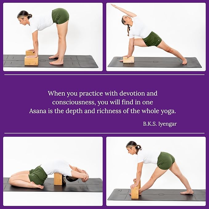 Yogikuti Bamboo Yoga Block-Premium Wooden Support Block for Iyengar Yoga, Non-Slip, Eco-Friendly, Durable Yoga Prop for Home & Studio Use