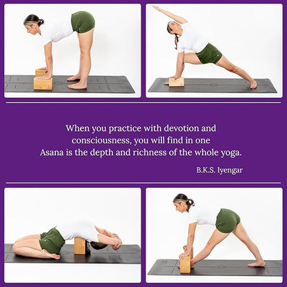 Yogikuti Bamboo Yoga Block-Premium Wooden Support Block for Iyengar Yoga, Non-Slip, Eco-Friendly, Durable Yoga Prop for Home & Studio Use