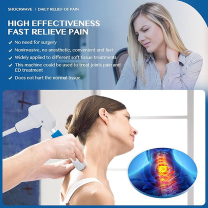 Shock Wave Therapy Machine for Joint Muscle Pain Relief Muscle and Bone Tissue 10 bar Pneumatic Therapy Machine Non-Invasive No Side Effects