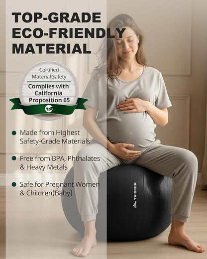 Trideer Exercise Ball for Yoga, Pilates & Fitness – Stability Ball Equipment for Home Gym & Office Chair, Core & Balance Training Accessories, Physical Therapy Equipment, Quick Pump Included, 5 Sizes