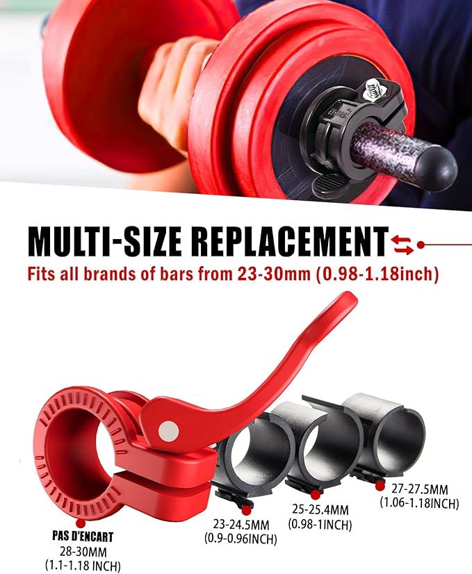 Mini Pro Barbell Clips 1 inch I Multi-Size Adjustable Barbell Collar I 1 inch Barbell ClampsIQuick Release Weight Clips Pair of Locking for Dumbbell Bar