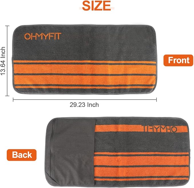 Smart Fitness Towel with Zippered Pocket - Gym Towel for Men & Women - Multifunctional Exercise Towel - Quick Dry Sweat Towel for Workout, Yoga, Tennis, Sports & More (Gray, Pack of 1)