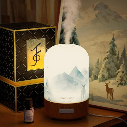 Aromatherapy Essential Oil Diffuser with Lavender Oils, 6 in 1 Ultrasonic 100ML Aromatherapy Scent Humidifier Vaporizer with Dense fine Mist, Timer, Auto-Off (Winter-Lavender)