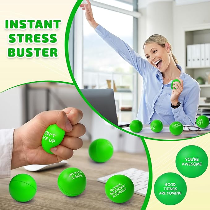 100PCS Motivational Stress Balls for Adults and Kids - Stress Balls Bulk Soft Sponge Squeeze Toys with Inspirational Quotes | Office Classroom Stress Relief Gifts | Anxiety Relief Fidget Toys