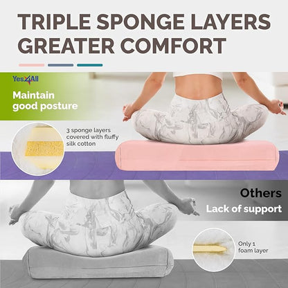 Yes4All Triple-Layer Sponge Yoga Bolster Pillow for Restorative Yoga & Meditation - Versatile Yoga Support Pillow, Balance & Poses Modification