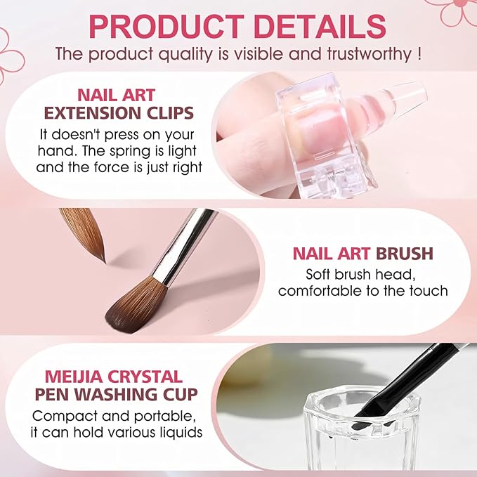JAOJAO Slip Solution, Gel Nail Cleanser Nail Slip Solution with Brushes Crystal Cup Nailclippers and Cleaning Pads Effective Removal Versatile Cleaning Liquid for Home DIY Manicure,75ml