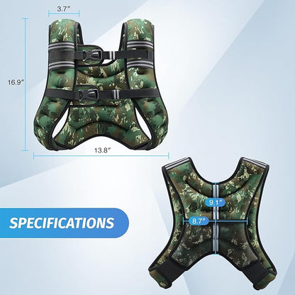ZELUS Weighted Vest, 6lb/8lb/12lb/16lb/20lb/25lb/30lb Weight Vest with Reflective Stripe for Workout, Strength Training, Running, Fitness, Muscle Building, Weight Loss, Weightlifting
