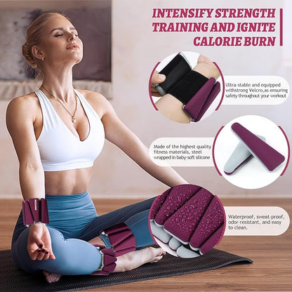 Ankle Weights Set of 2 (1 lb/2 lb/3 lb Each) Adjustable Wrist Weights for Women Men Wearable Arm Leg Weight for Pilates, Running, Walking, Workout, Yoga
