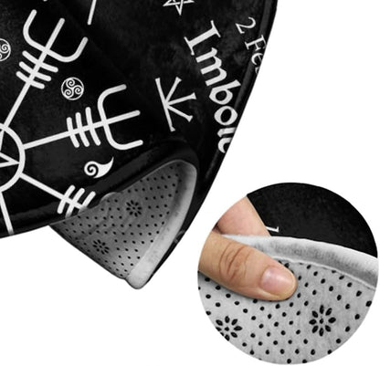 Large Home Decor Mat, Soft Round Yoga Carpet, Non-Slip Machine Washable Home Office Circle Rug Compatible with Norse Viking Vegvisir Compass Goth Pentagram