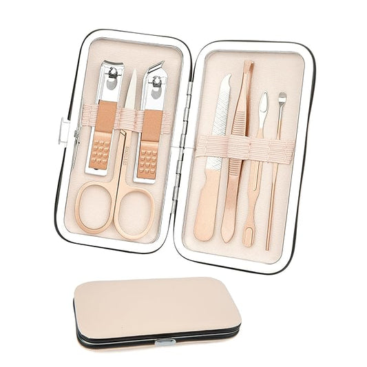 Manicure Set, Nail Clipper Set Stainless Steel Nail Clipper Kit 7 in 1 Manicure Kit Grooming Kit Nail Clippers Fingernail Toenail Clippers Pedicure Kit for Men Women Boyfriend Husband Travel Rose Gold