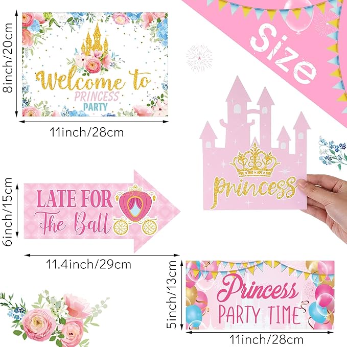 Epakh 20 Pieces Party Decorations Welcome Sign Decorations Sign for Birthday Baby Shower Party Supplies(Princess)