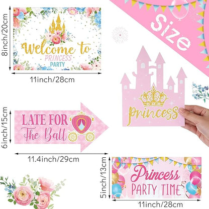 Epakh 20 Pieces Party Decorations Welcome Sign Decorations Sign for Birthday Baby Shower Party Supplies(Princess)