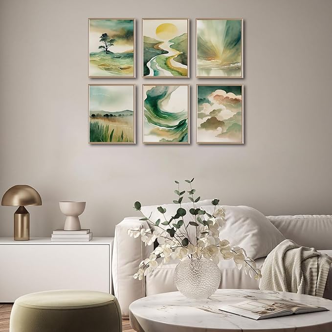 6 greens Mental Health Posters Boho Sun Mountain Wall Art Motivational Psychology Wall Decor Pictures Inspirational Positive Quotes Canvas Poster Prints For Home Counseling Office Decor Unframed