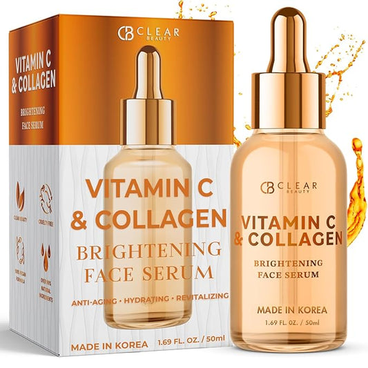 Vitamin C & Collagen Facial Serum – Dermatologist-Tested, Anti-Aging, Korean Skin Care, Even Skin Tone & Fades Dark Spots – Hydrating, Firming, & Nourishing – Clean Beauty, 1.69 FL. Oz