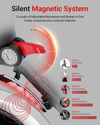 HARISON Semi-Commercial Exercise Bike 400 lbs Capacity, Magnetic Stationary Bikes for Home Gym with Bluetooth & Tablet Holder & Comfortable Seat Cushion