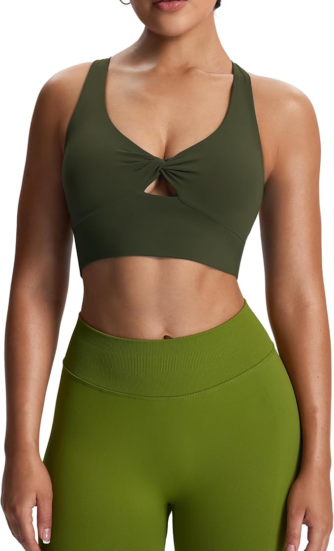 Aoxjox Women's Workout Sports Bras Twist Front Fitness Training Gym Bra Yoga Crop Lola Tank