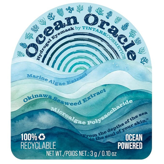 Ocean Oracle Hydrogel Eye Mask, 28 Pairs Under Eye Patches for Hydrating & Anti-Wrinkle Care with Marine Algae Extract, Okinawan Mozuku Seaweed & Microalgae, Refresh & Awaken Tired Eyes