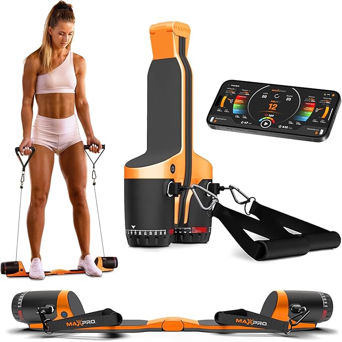 MAXPRO Fitness: Cable Home Gym | As Seen on Shark Tank | Versatile, Portable, Bluetooth Connected | Strength, HIIT, Cardio, Plyometric, Powerful 5-300lbs Resistance