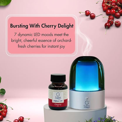 G's Breeze Smart Aroma Diffuser with 60ml Cherry Scent Refill – Bluetooth & Wi-Fi App Control - LED Lighting & Adjustable Intensity -Long-Lasting Sweet Fruity Fragrance for Home or Office