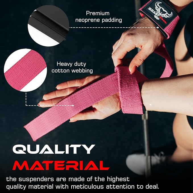 BEAST RAGE Lifting Wrist Straps for Weightlifting, Weight Lifting Straps Gym Grip Power Workouts Lifting Straps Padded Cotton Men Women Wrap Lift Deadlift Straps Hard Pull Exercise
