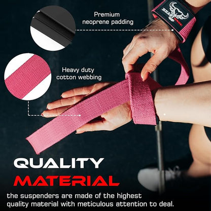 BEAST RAGE Lifting Wrist Straps for Weightlifting, Weight Lifting Straps Gym Grip Power Workouts Lifting Straps Padded Cotton Men Women Wrap Lift Deadlift Straps Hard Pull Exercise