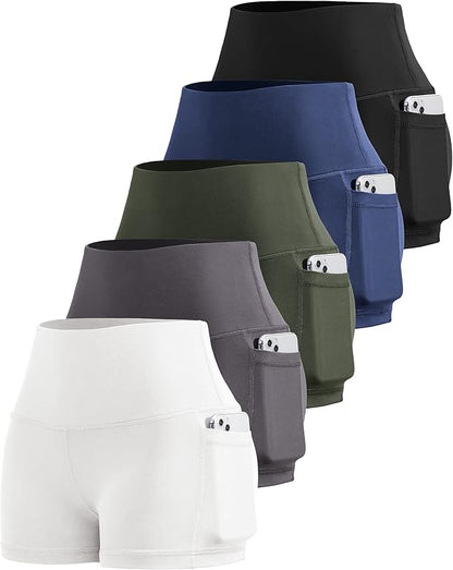 LZYVOO Biker Spandex Shorts Women, High Waisted Tummy Control Workout Yoga Shorts with Pockets