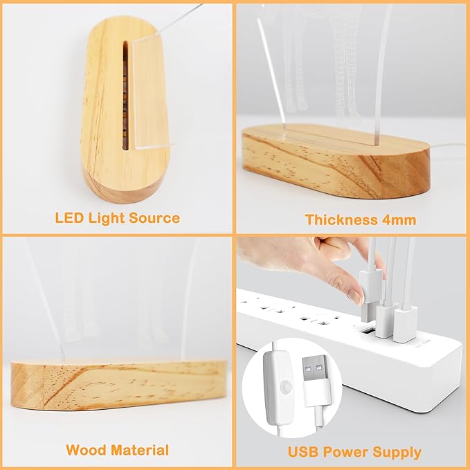 Lightzz Yoga Lamp, 3D Yoga Night Light Gifts for Women Yoga Lovers, Birthday Anniversary Ideal Gifts with USB Power Warm Color Wood Yoga Room Decor