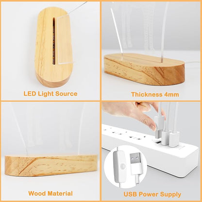 Lightzz Yoga Lamp, 3D Yoga Night Light Gifts for Women Yoga Lovers, Birthday Anniversary Ideal Gifts with USB Power Warm Color Wood Yoga Room Decor