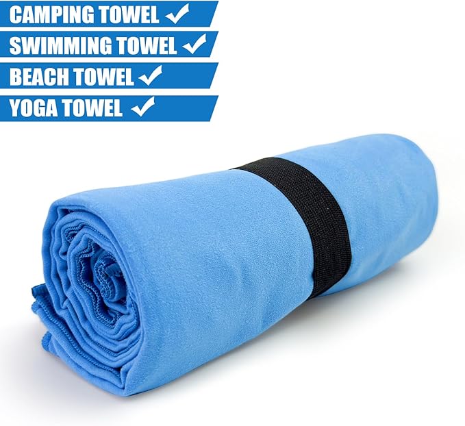 Camping Towel L Size Fast Drying Microfiber Lightweight for Men Women Travel Body Beach Hiking Swimming Yoga Sweat Towels(Blue, 1 Pack L)