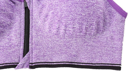 Women's Zipper Front Closure Sports Bra Racerback Yoga Bras