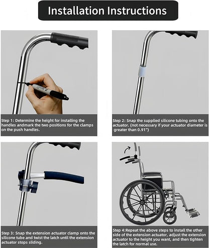 Wheelchair Handle Extenders，Adjustable Stroller Extension Rack，Universal Handlebar Extension Push Bar for Wheel Chair & Indoor Exercise Bike for Adults-2 Pack