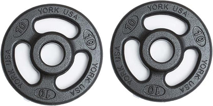 York Barbell 2" ISO-Grip Steel Olympic Weight Plates (2.5 lb, 5 lb, 10 lb pair) – Durable Steel Composite, Casting Coating, 3-Grip Anti-Pinch Design for Safe, Easy Handling – Home & Commercial Use